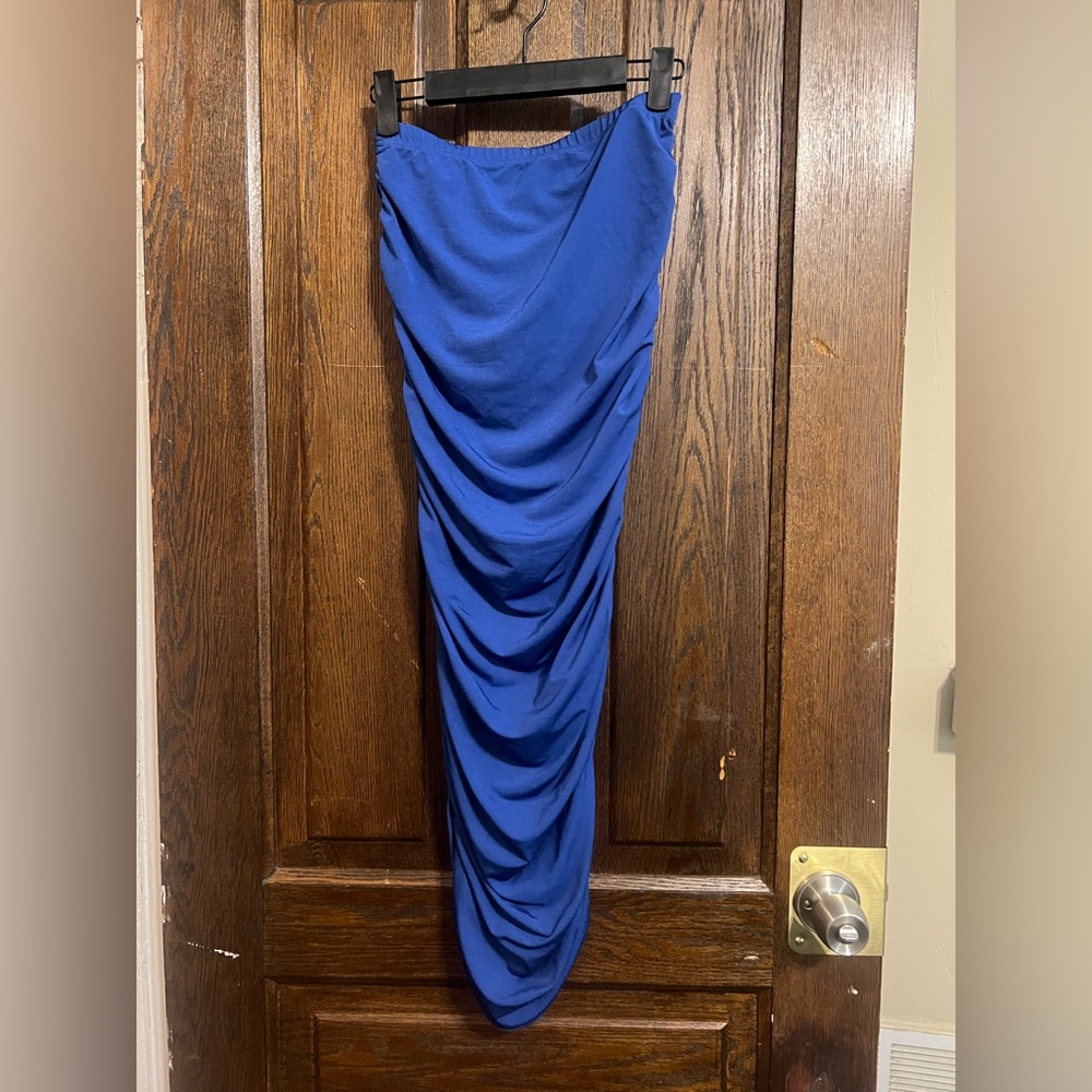 BooHoo Blue Ruched Skirt